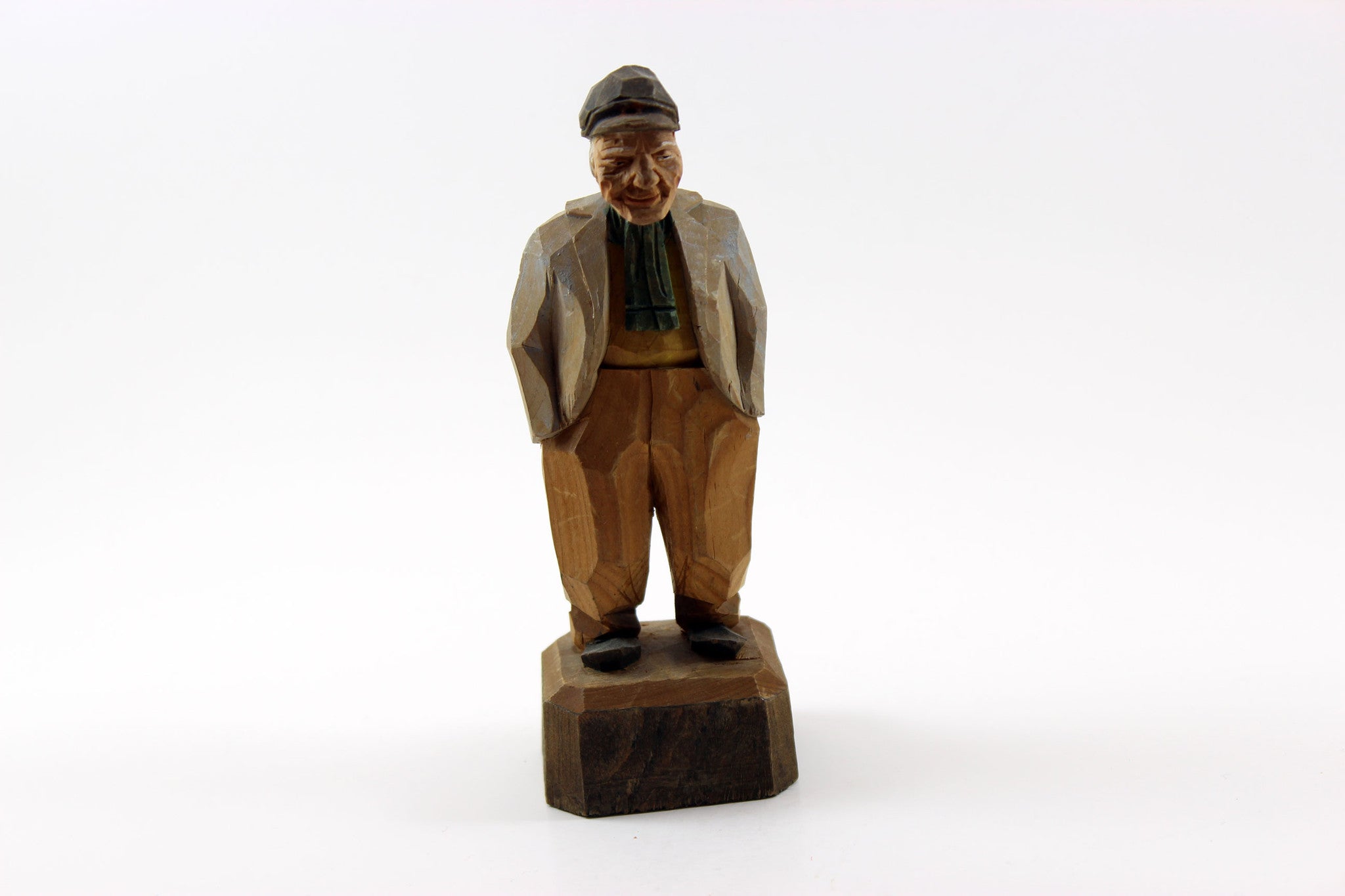 Folk Art Hand-carved, Painted Wood Figurine Older Gentleman