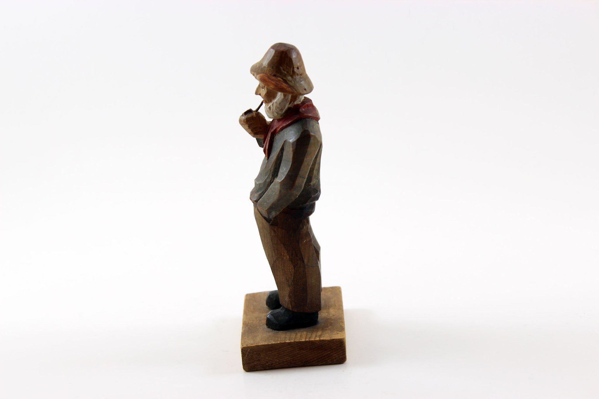 Folk Art Hand-carved, hand-painted Man with a Pipe