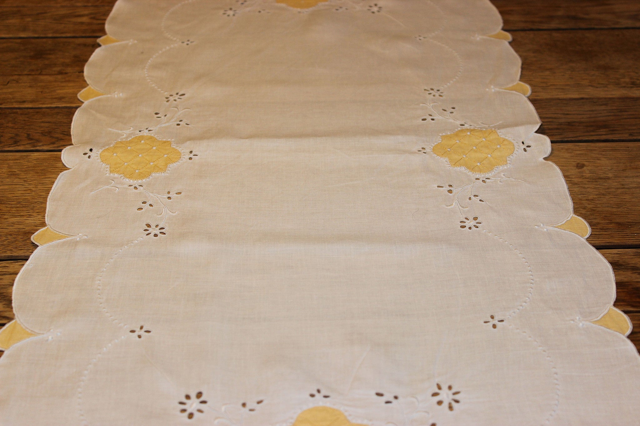Vintage Cotton Table Runner with Yellow