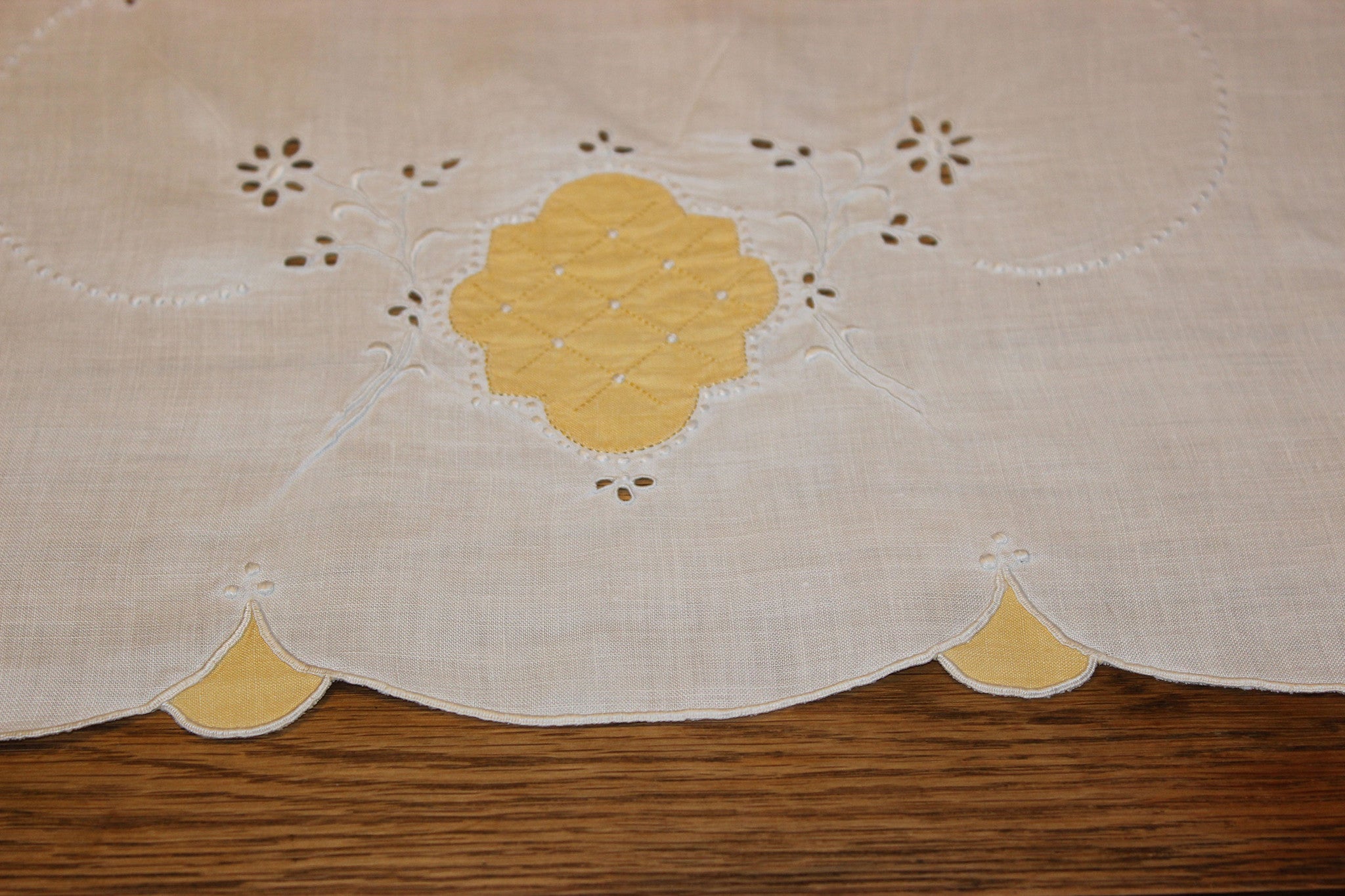 Vintage Cotton Table Runner with Yellow