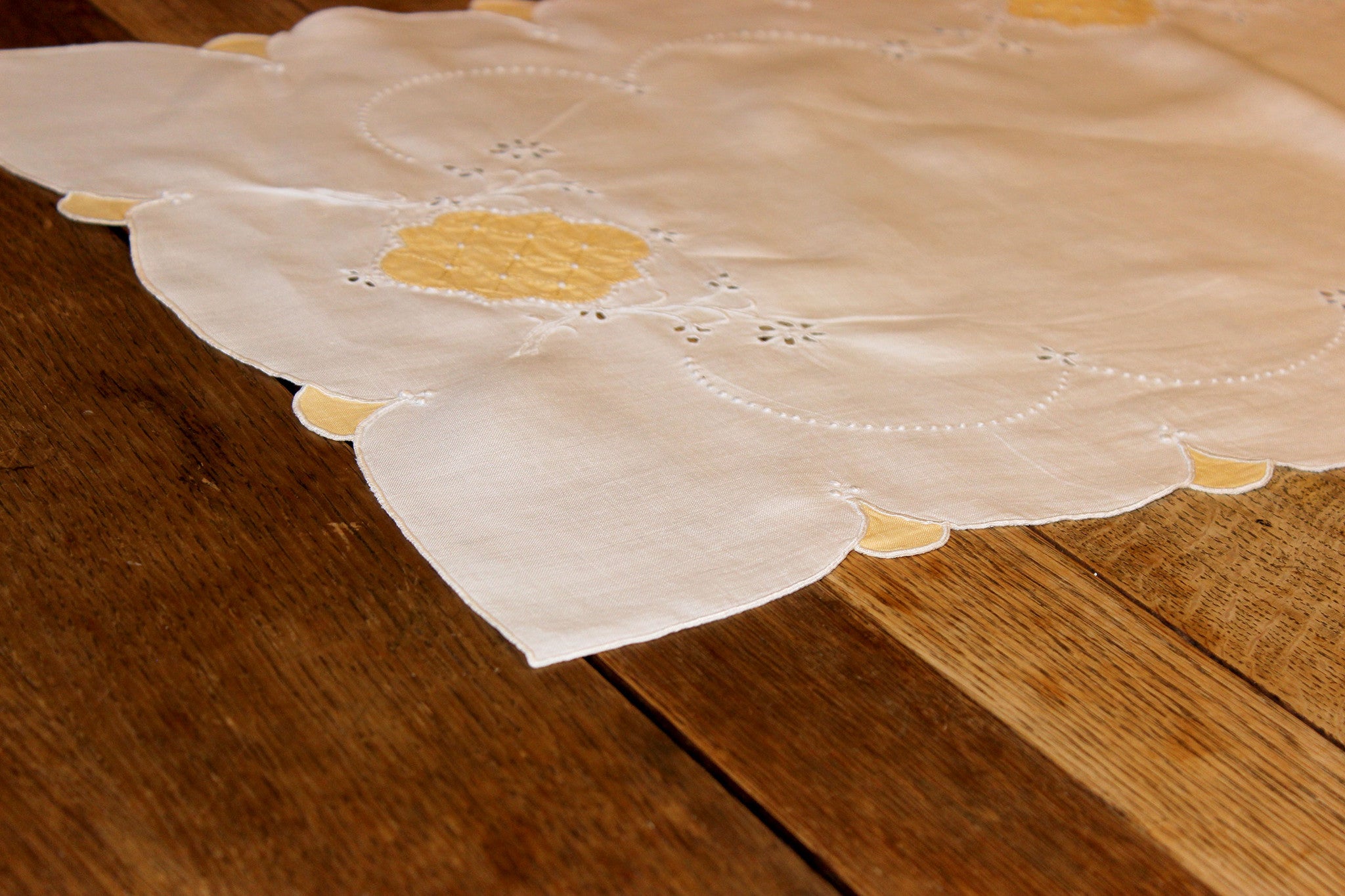 Vintage Cotton Table Runner with Yellow
