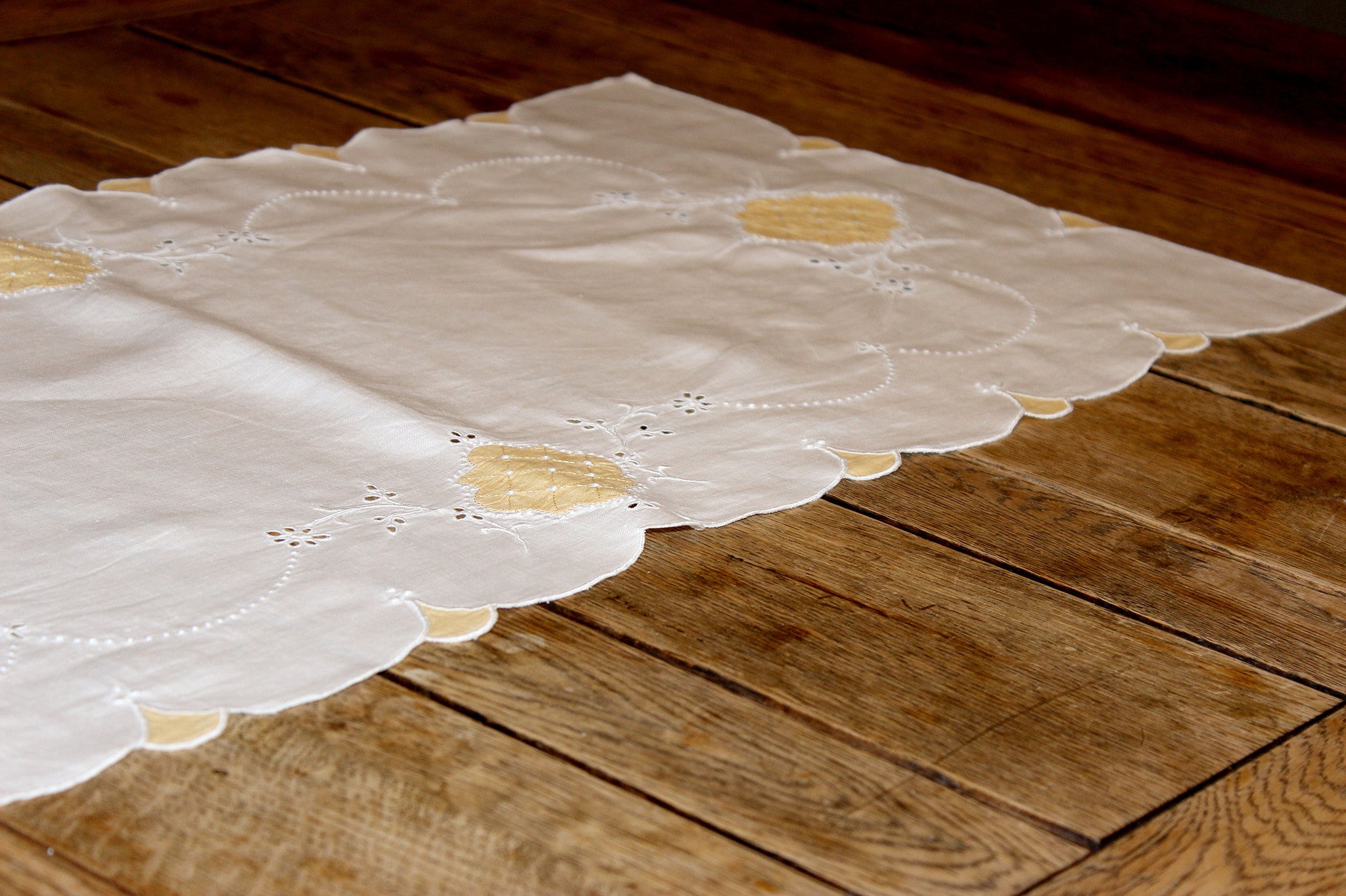 Vintage Cotton Table Runner with Yellow