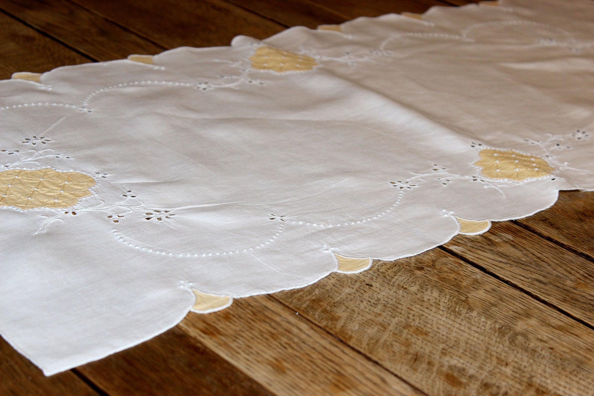 Vintage Cotton Table Runner with Yellow