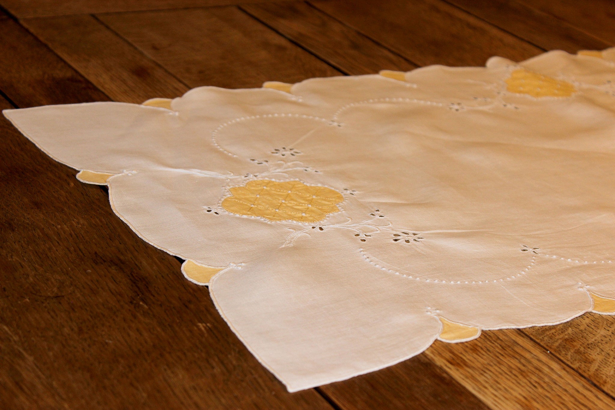 Vintage Cotton Table Runner with Yellow