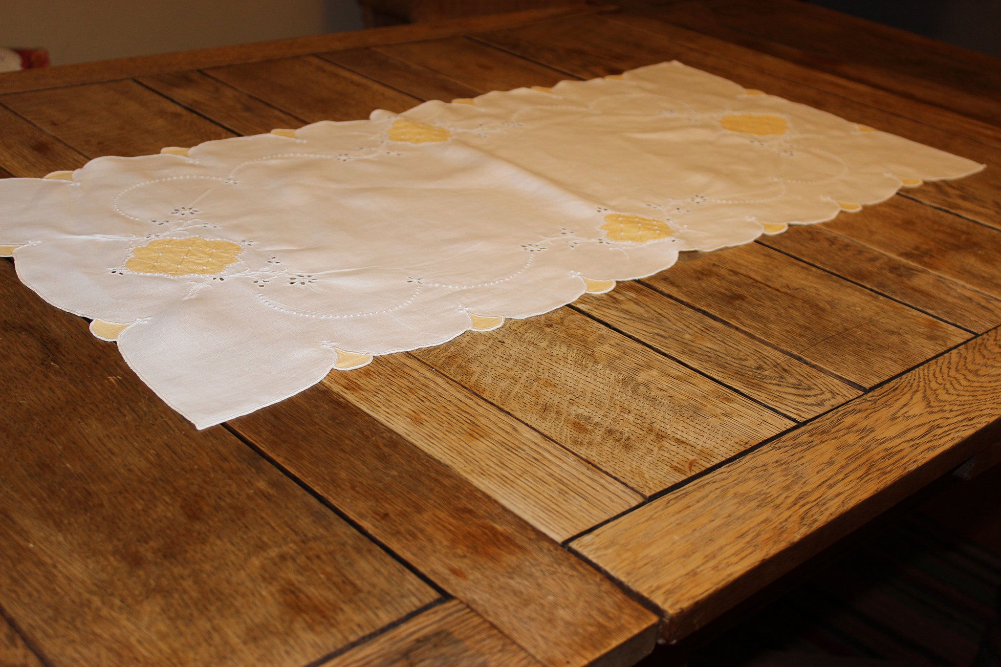 Vintage Cotton Table Runner with Yellow
