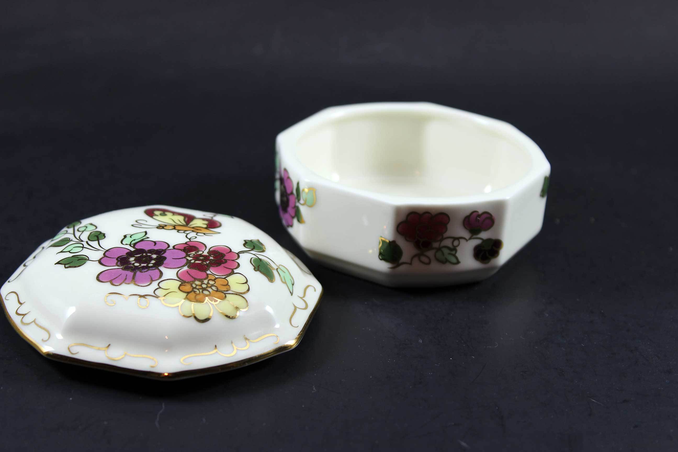 Zsolnay Porcelain, Hand Painted Vases and Trinket Box