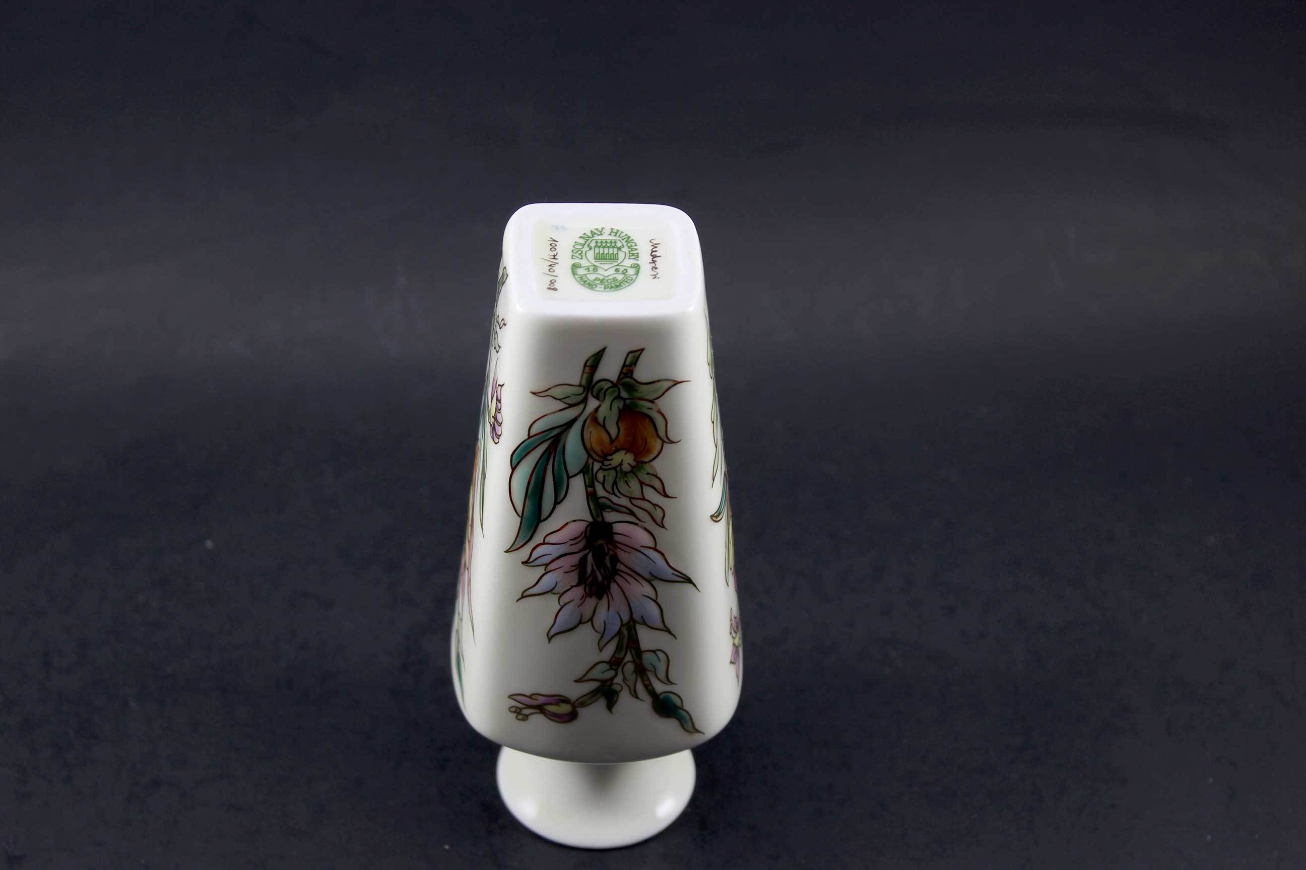 Zsolnay Porcelain, Hand Painted Vases and Trinket Box