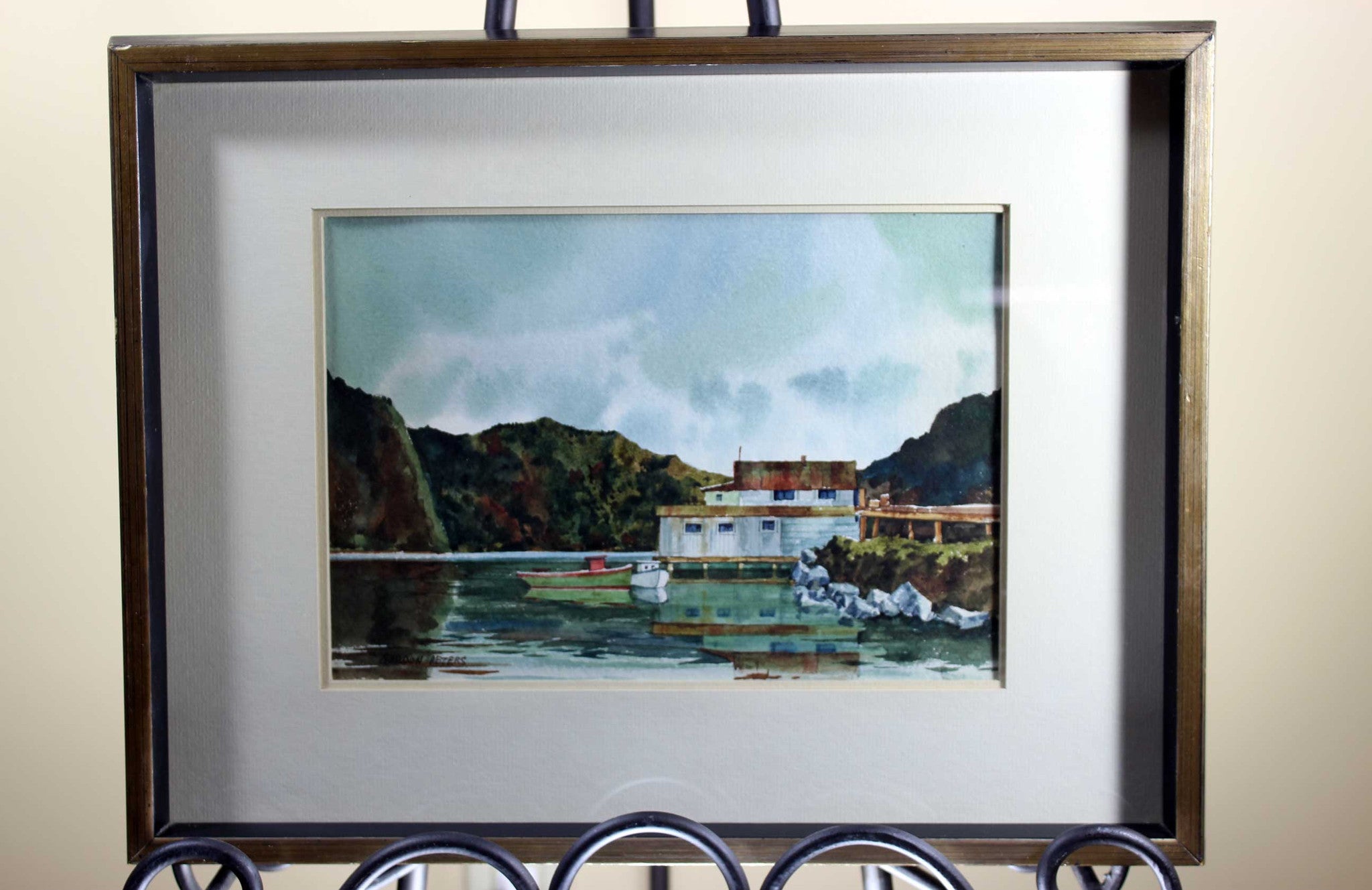 Gordon Peters Watercolour, Newfoundland Harbour Scene