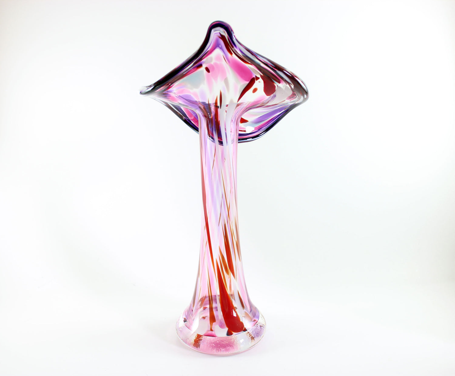 Art Glass Jack In The Pulpit Red Pink Vase