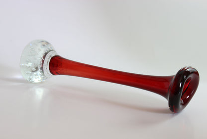 Asede Glasbruk, Solifleur Rose or Bud Vase, Red
