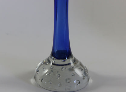 Asede Glasbruk, Solifleur Rose or Bud Vase, Medium Blue