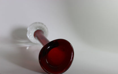 Asede Glasbruk, Solifleur Rose or Bud Vase, Small Red