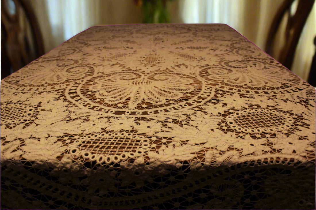 Vintage Battenburg Lace Tablecloth