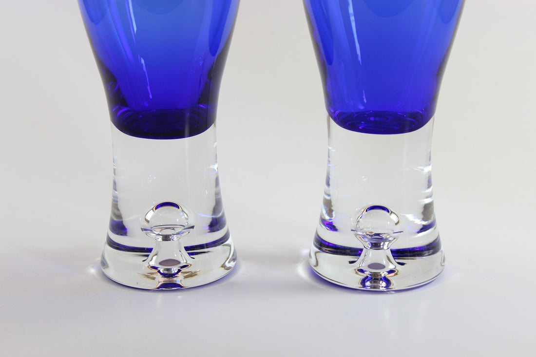 Cobalt Blue and Clear Crystal Wine Glass, Stockholm Pattern