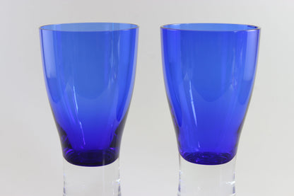 Cobalt Blue and Clear Crystal Wine Glass, Stockholm Pattern