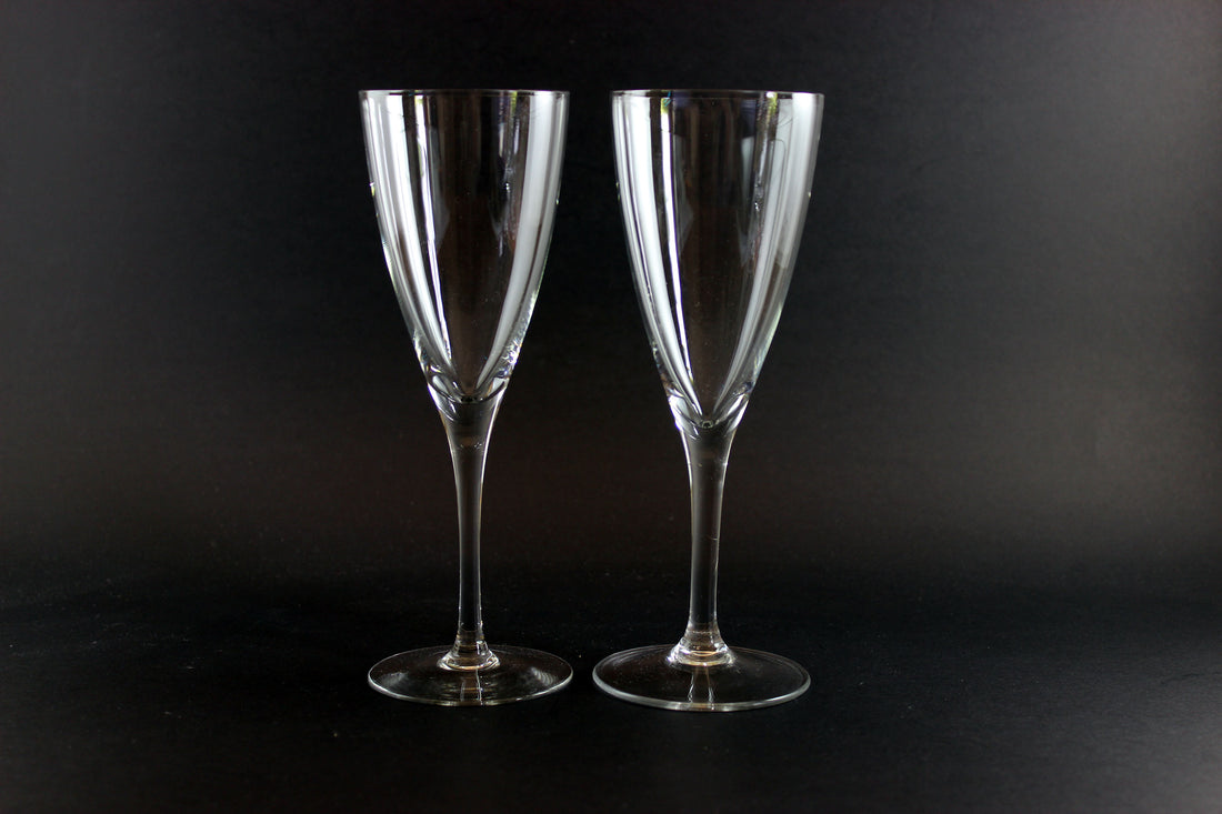 Blown Glass Champagne Flutes or Medium Wine Glasses