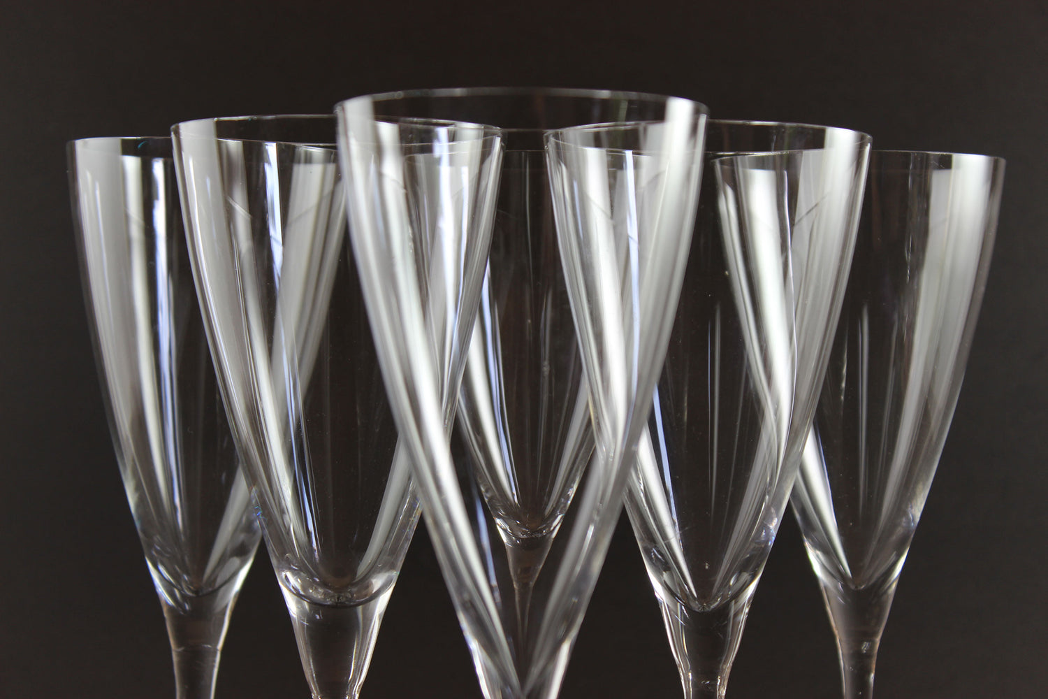 Blown Glass Champagne Flutes Tall Wine Glasses, Mid Century