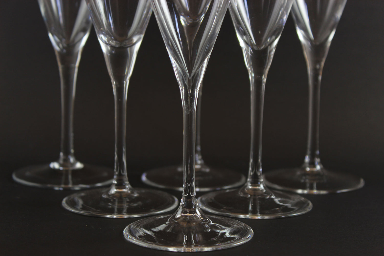 Blown Glass Champagne Flutes Tall Wine Glasses, Mid Century