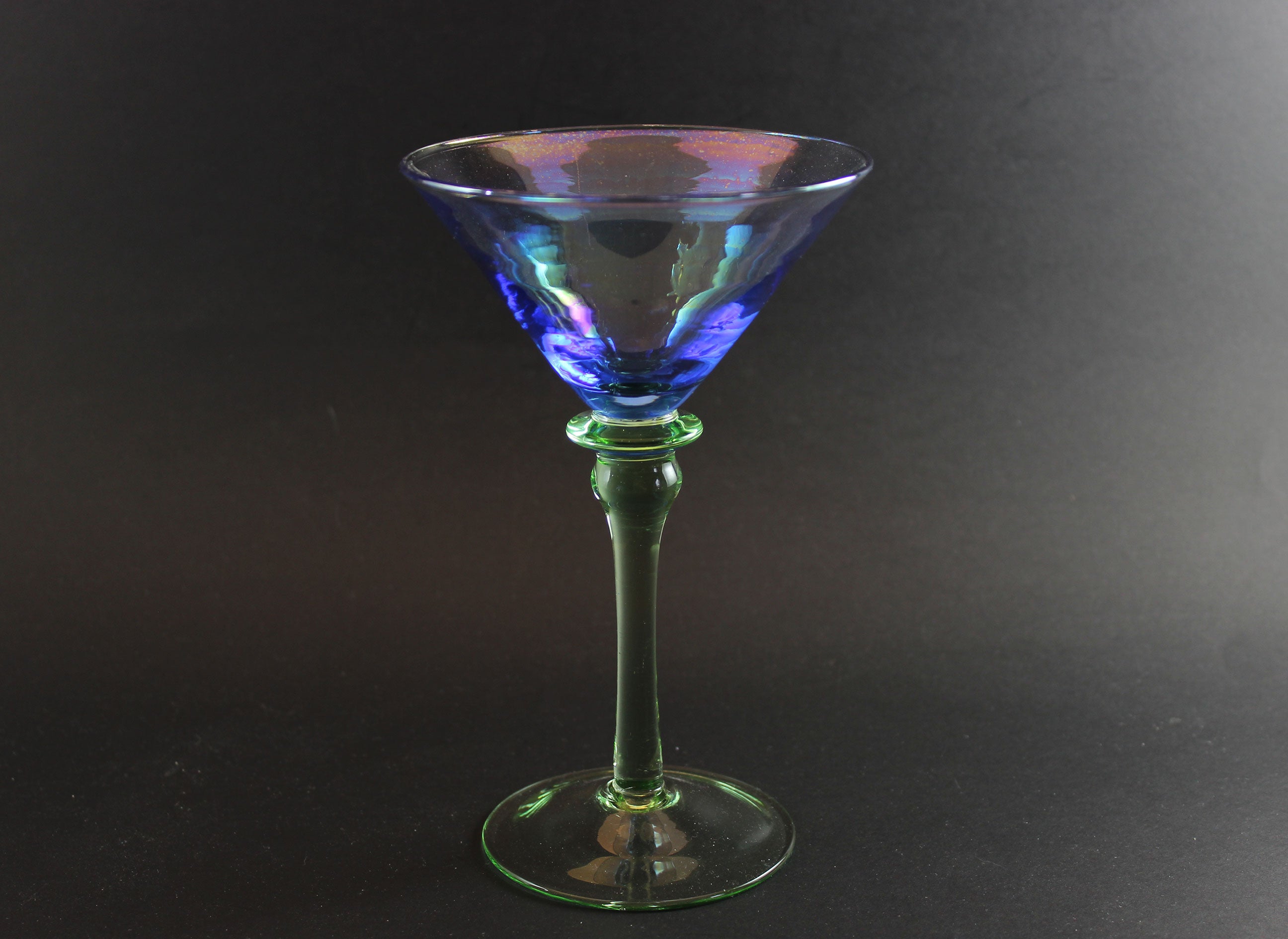 Blue and Green Tinted Martini Glasses