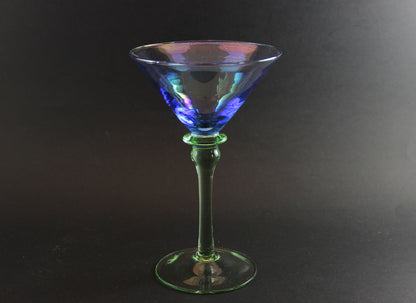 Blue and Green Tinted Martini Glasses