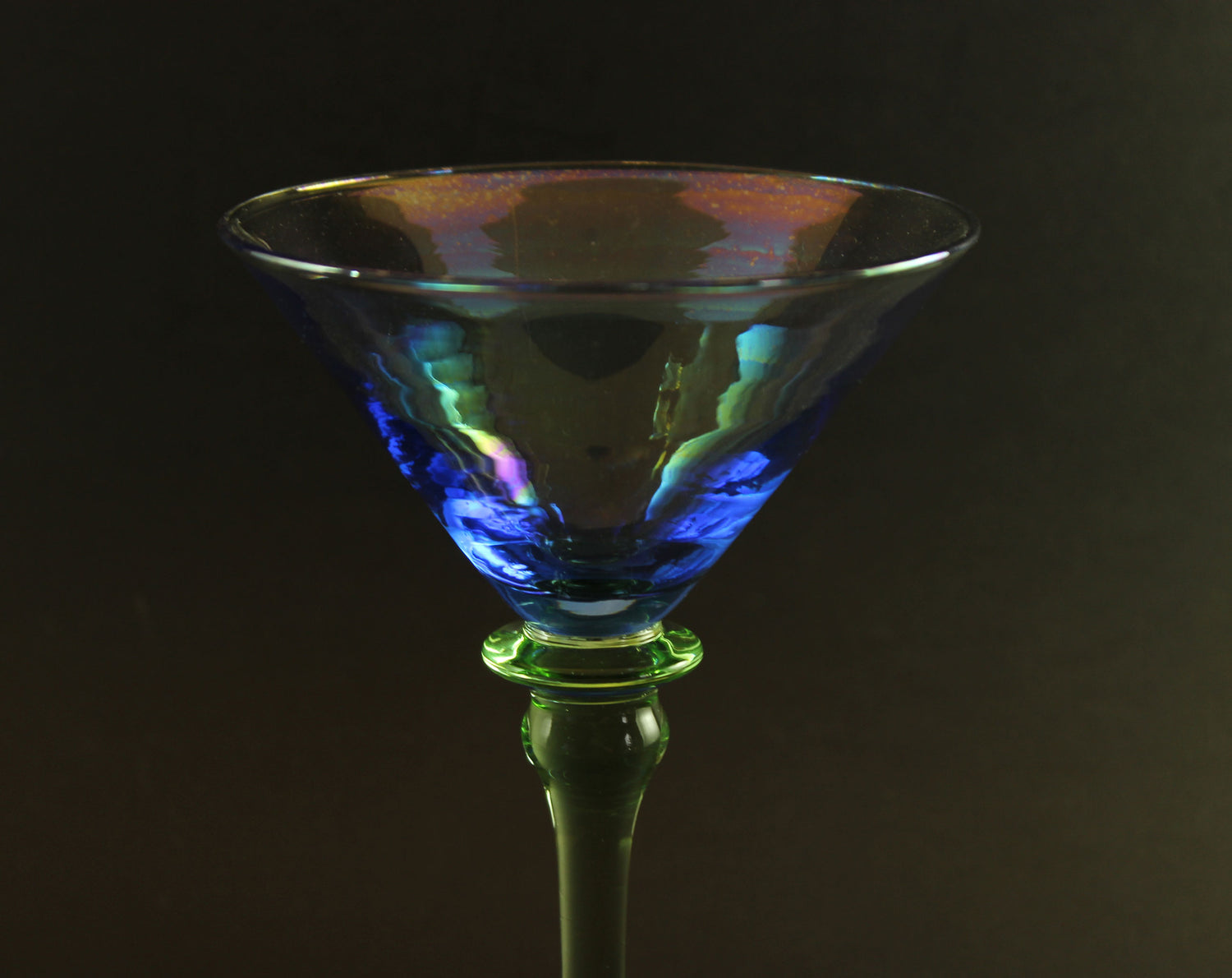 Blue and Green Tinted Martini Glasses