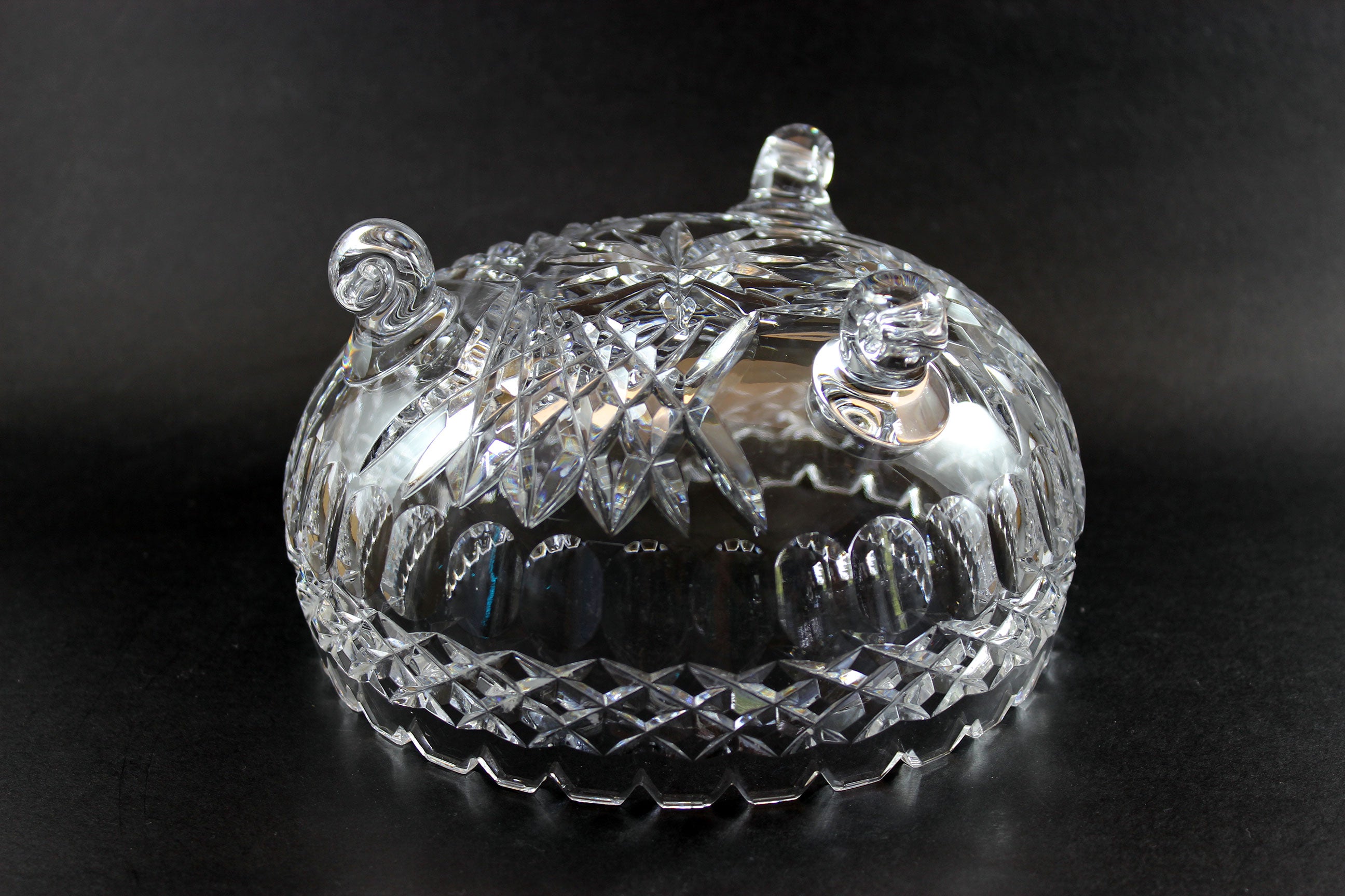 Bohemia Medium Crystal Bowl Thumbprints, Diamond Cut, Sawtooth Rim