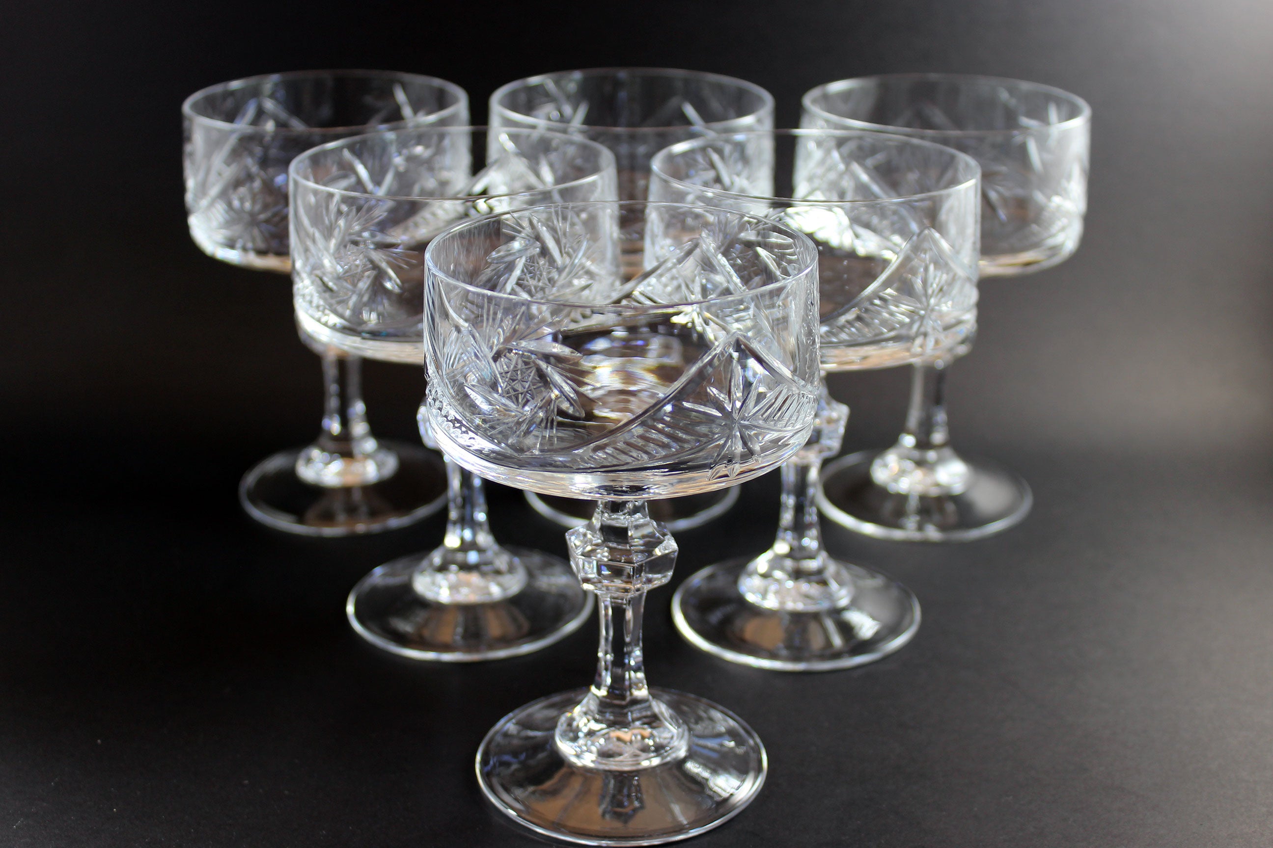 Pinwheel Crystal, Champagne Coupe or High Dessert Glass