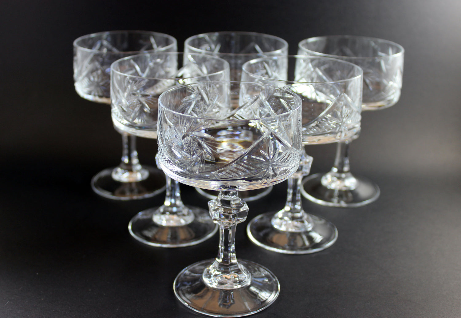 Pinwheel Crystal, Champagne Coupe or High Dessert Glass