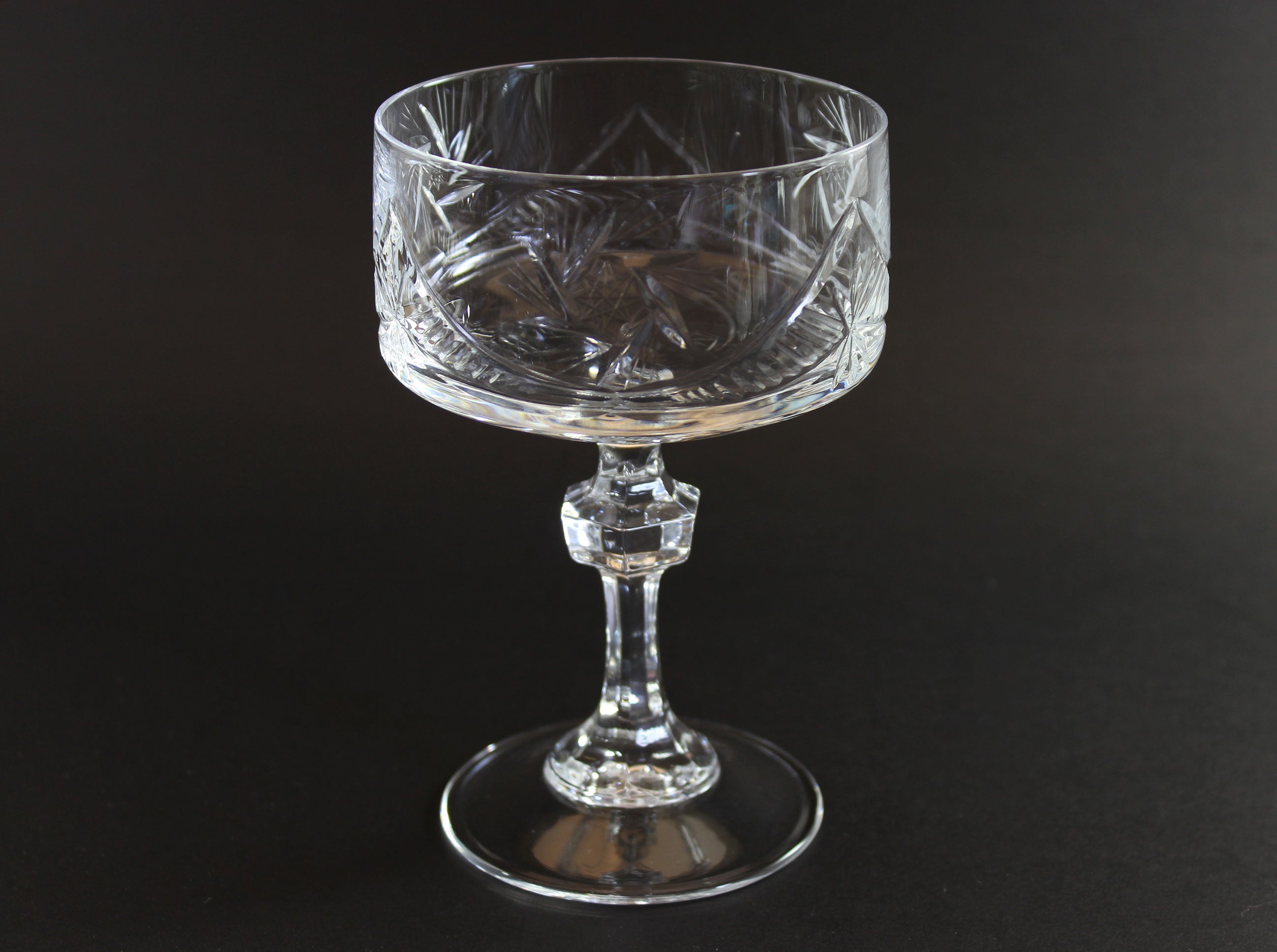 Pinwheel Crystal, Champagne Coupe or High Dessert Glass