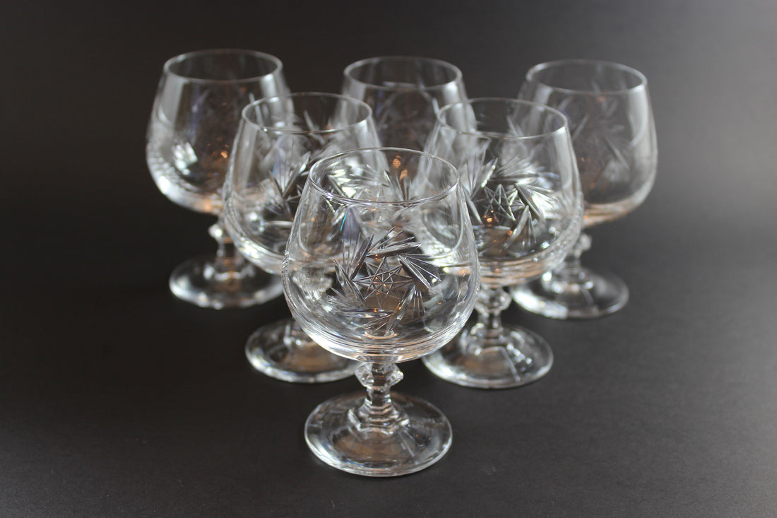 Bohemia Pinwheel Crystal, Small Brandy Glasses