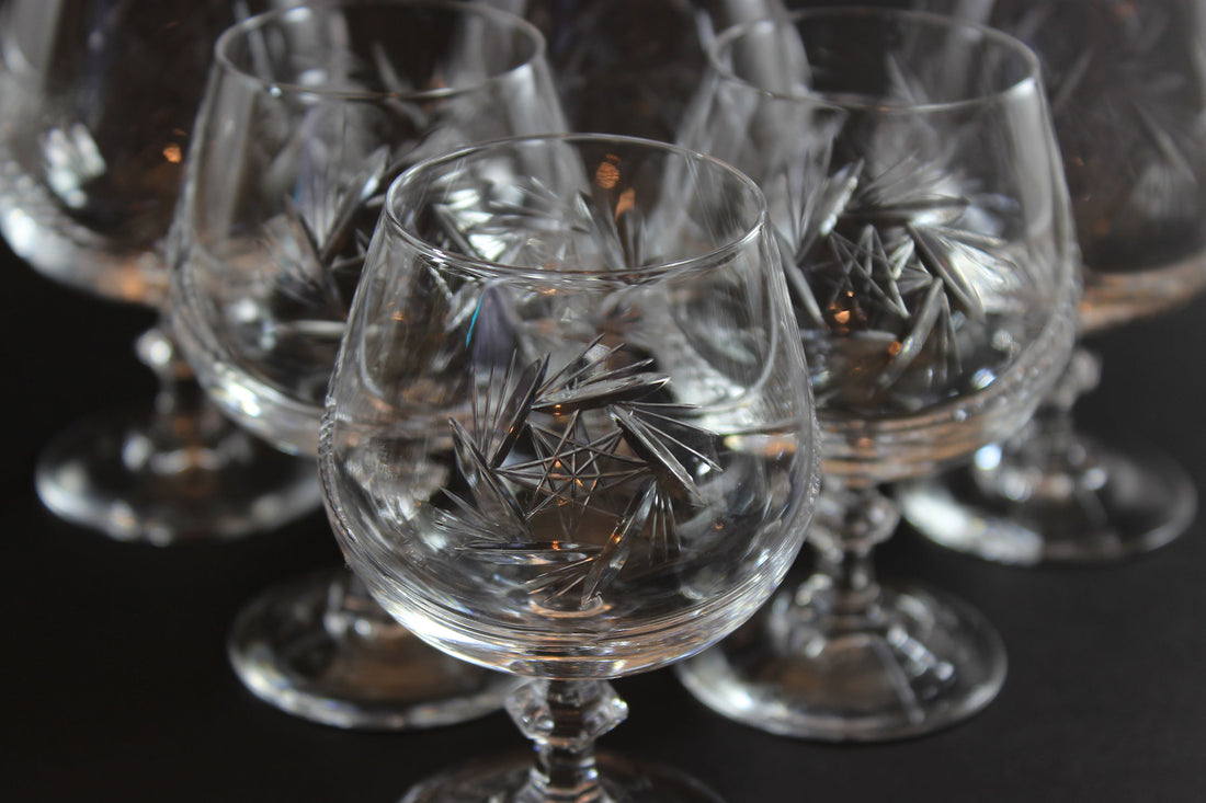 Bohemia Pinwheel Crystal, Small Brandy Glasses