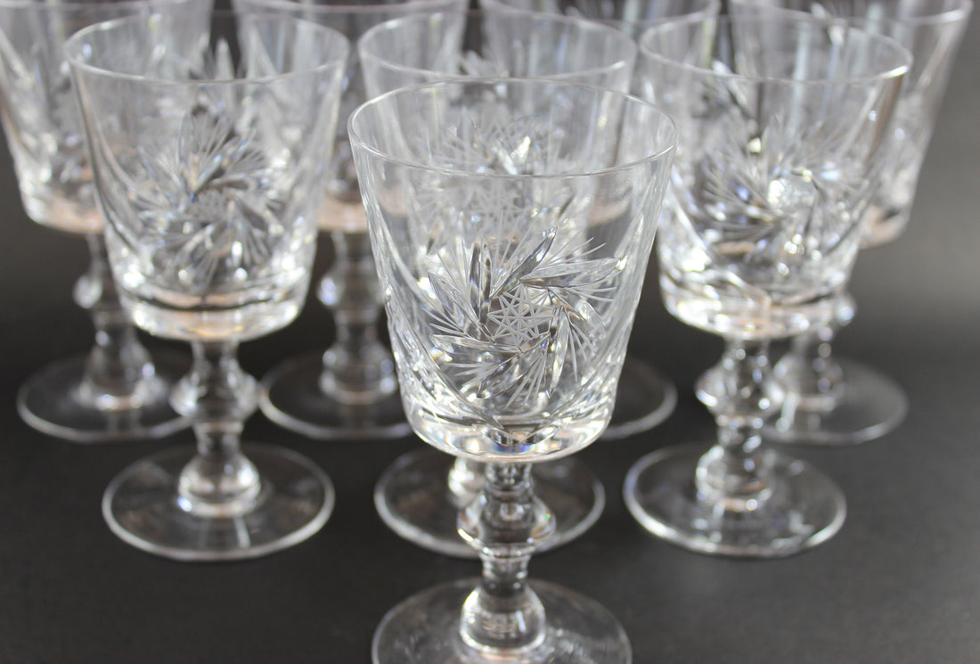 Pinwheel Crystal, Bamboo Stem, Wine Glasses