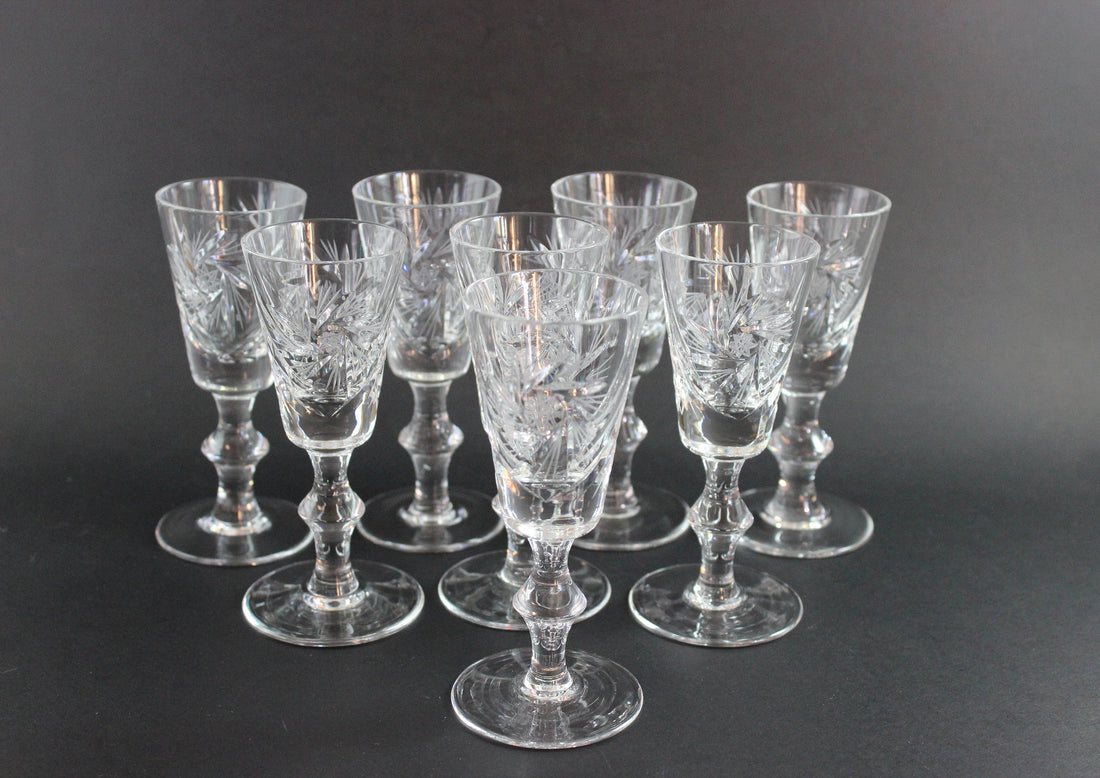 Bohemia, Pinwheel Crystal, Liqueur Glasses