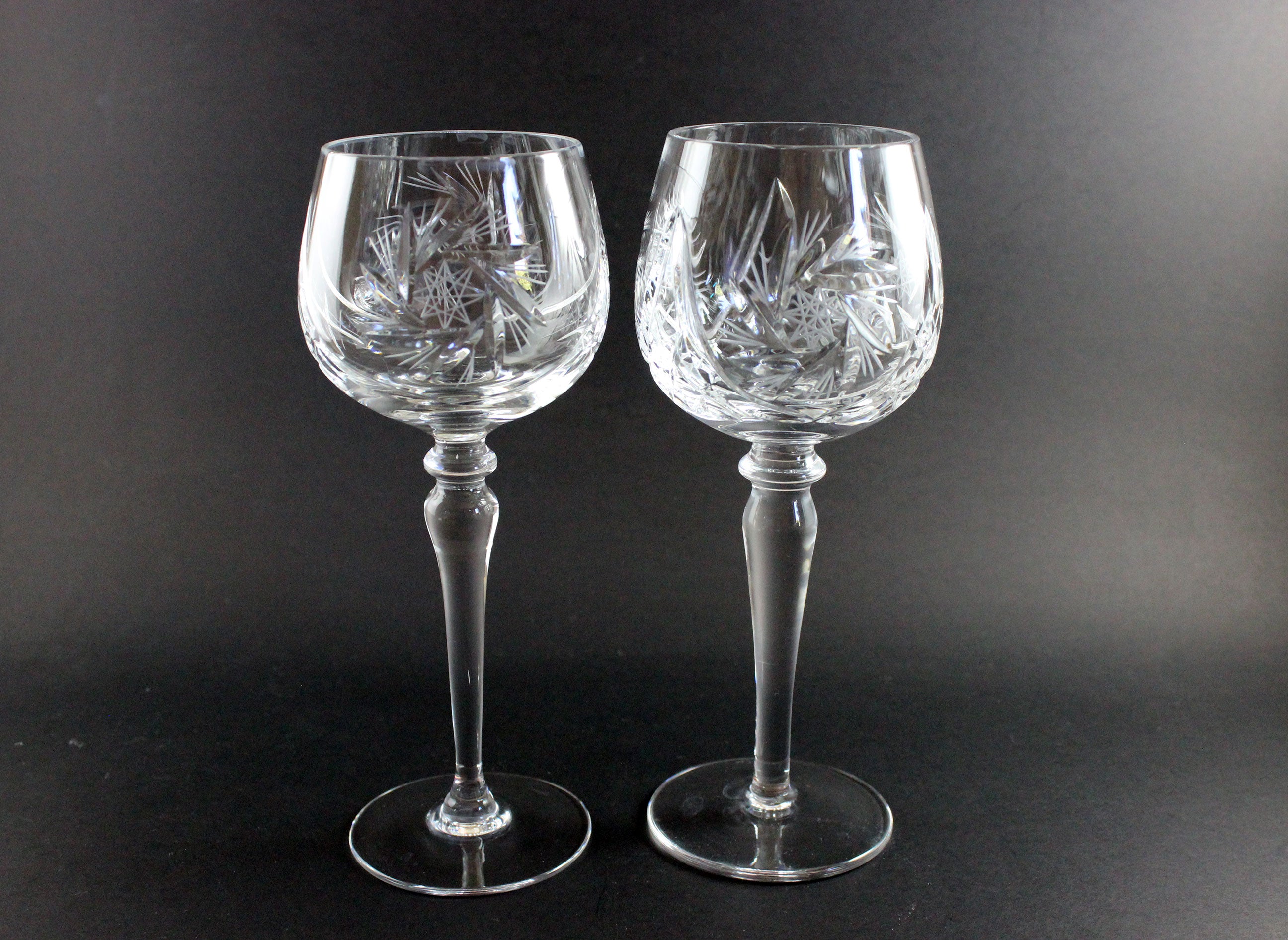 Bohemia, Pinwheel Crystal, Large Wine Goblets