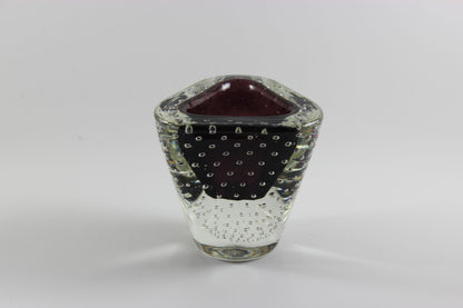 Burgundy Controlled Bubble Glass, Small Vase