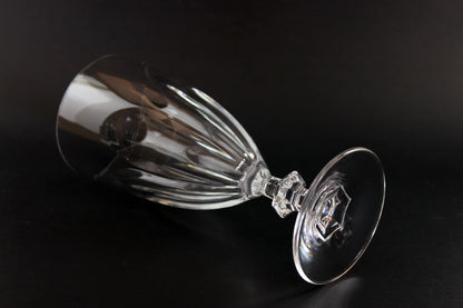 Clear crystal goblet on a black background