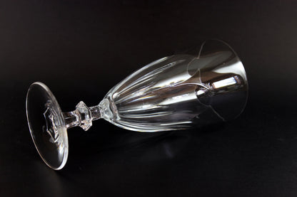 Clear crystal goblet on a black background