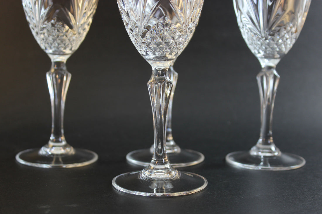 Cristal de Flandre, Salzburg Pattern, Wine Glasses