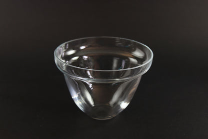 Clear insert bowl on a black background