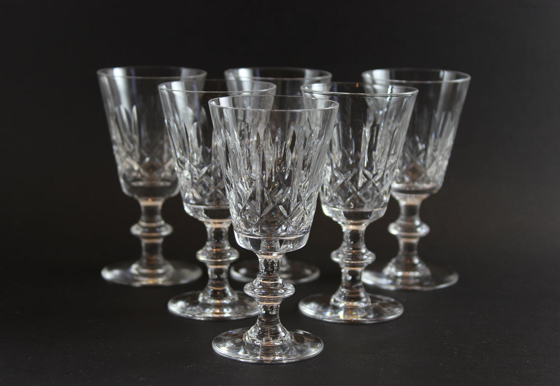 Cross and Olive Crystal, Sherry or Port Glasses