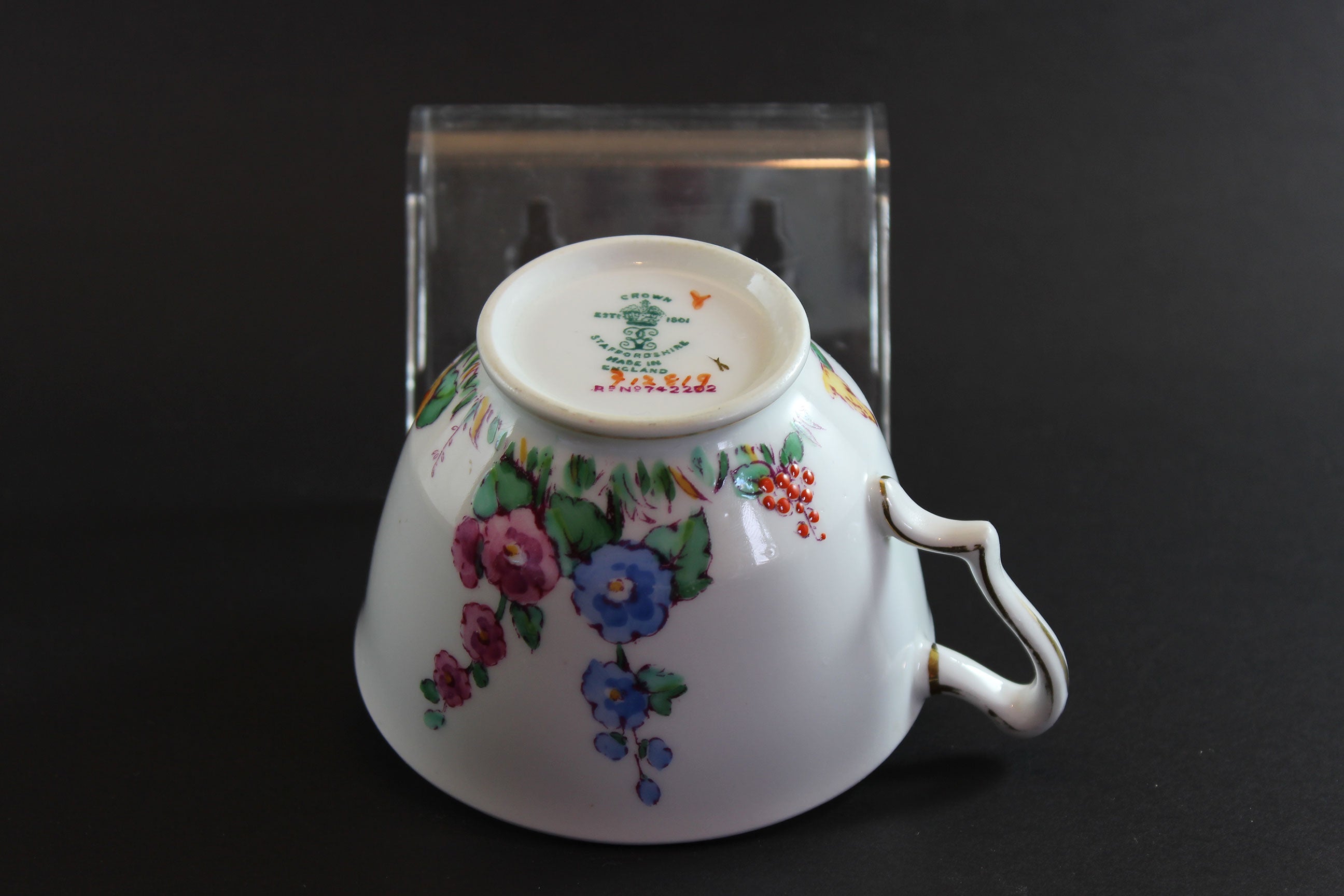 Crown Staffordshire, Hollyhock Teacup Trios