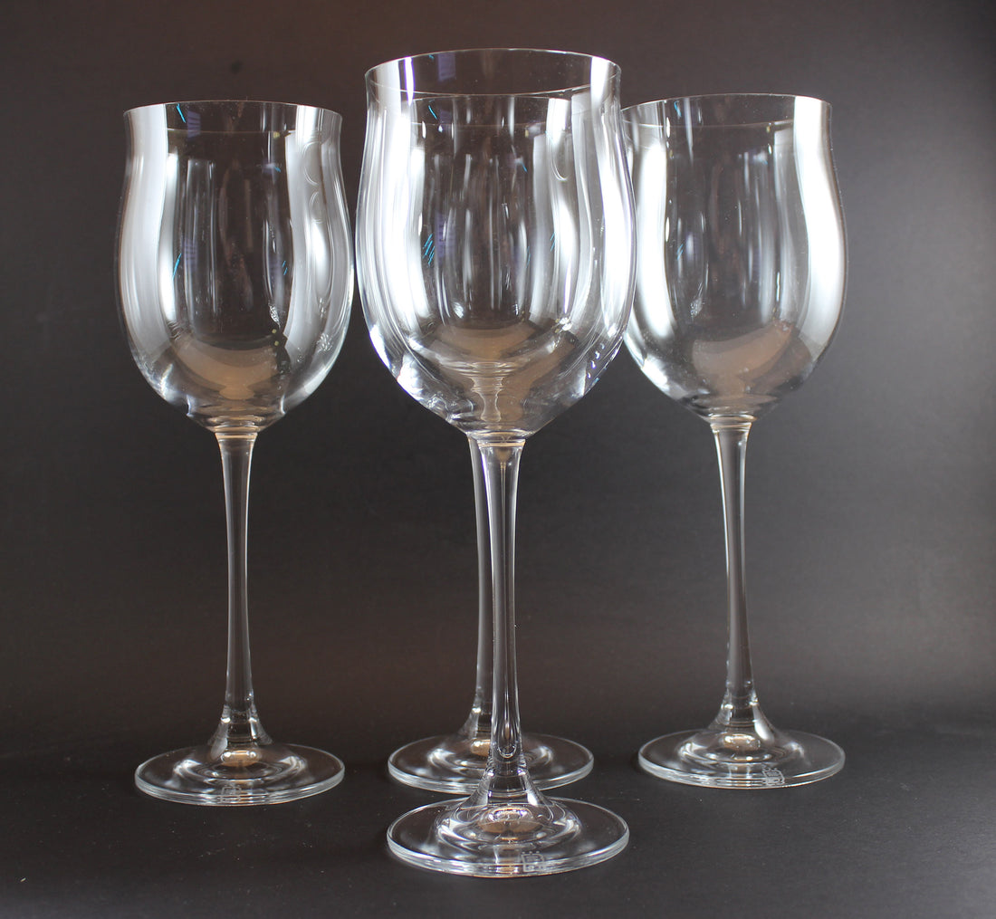 Crystal Bohemia, Large Trumpet Bowl Wine Glasses