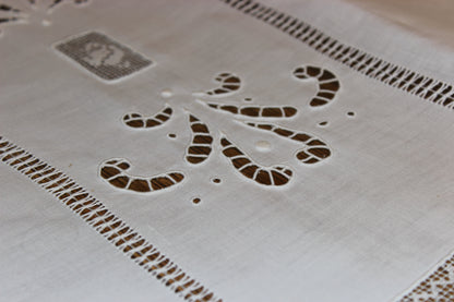 Ecru Linen and Fine Lace Tablecloth