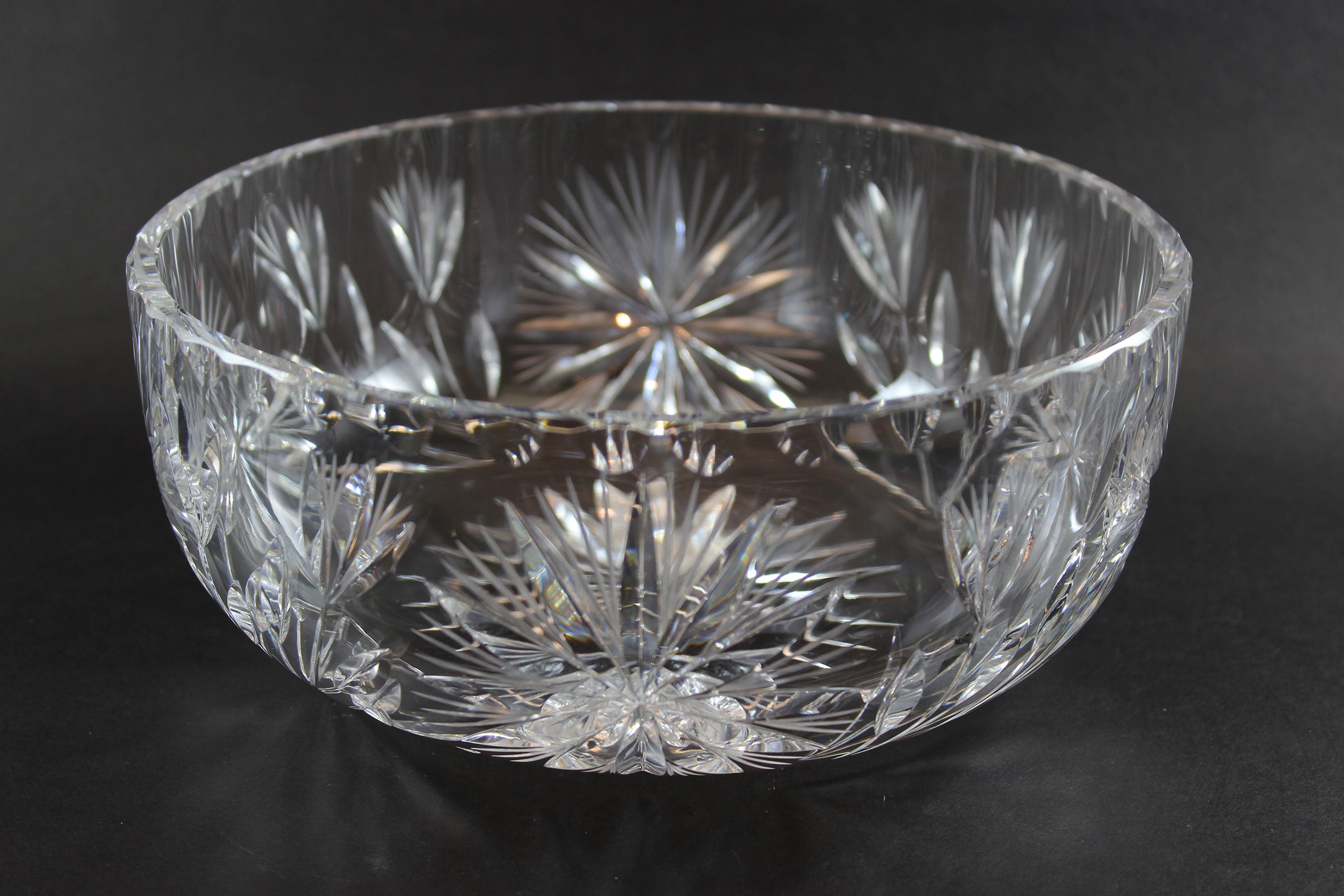 Bohemia Large Floral and Sunburst Crystal Bowl