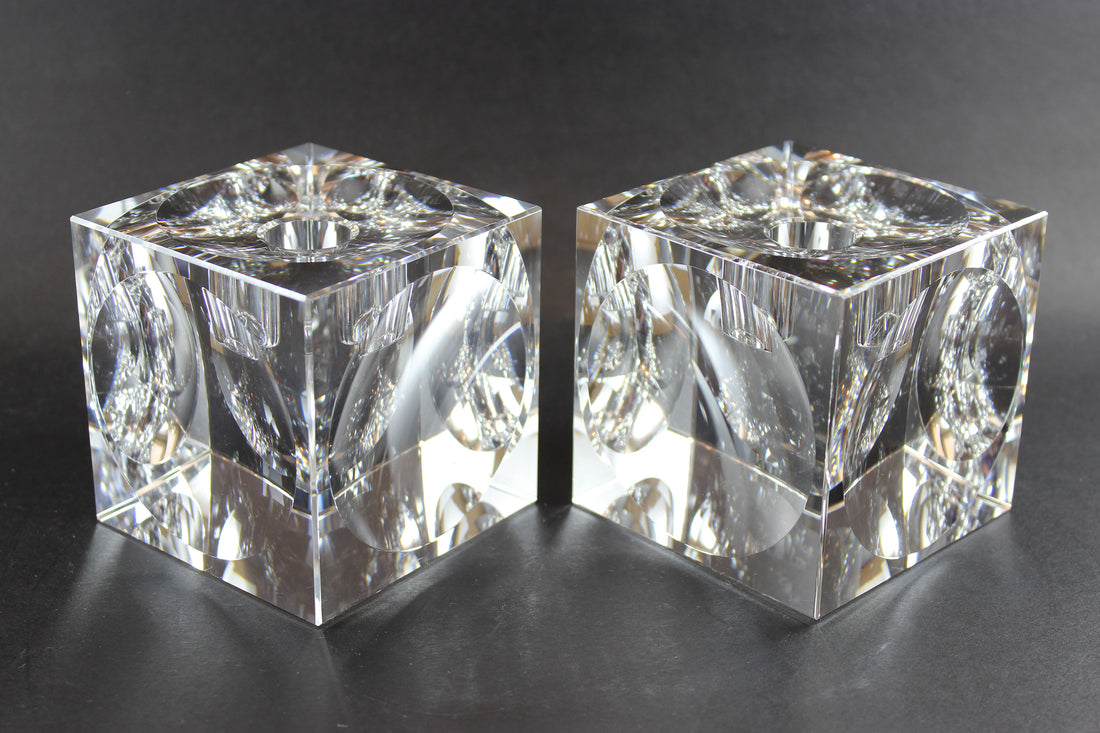 Large Glass Cube Candleholders