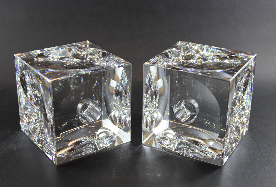 Large Glass Cube Candleholders