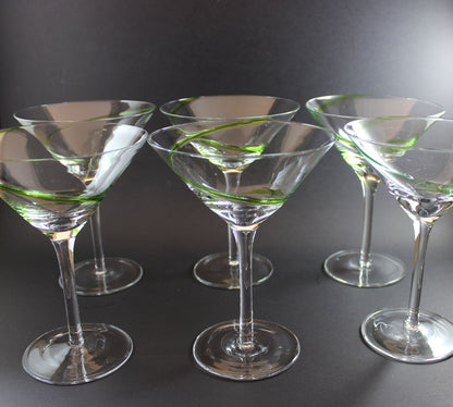 Green Swirl Martini or Cosmopolitan Glasses