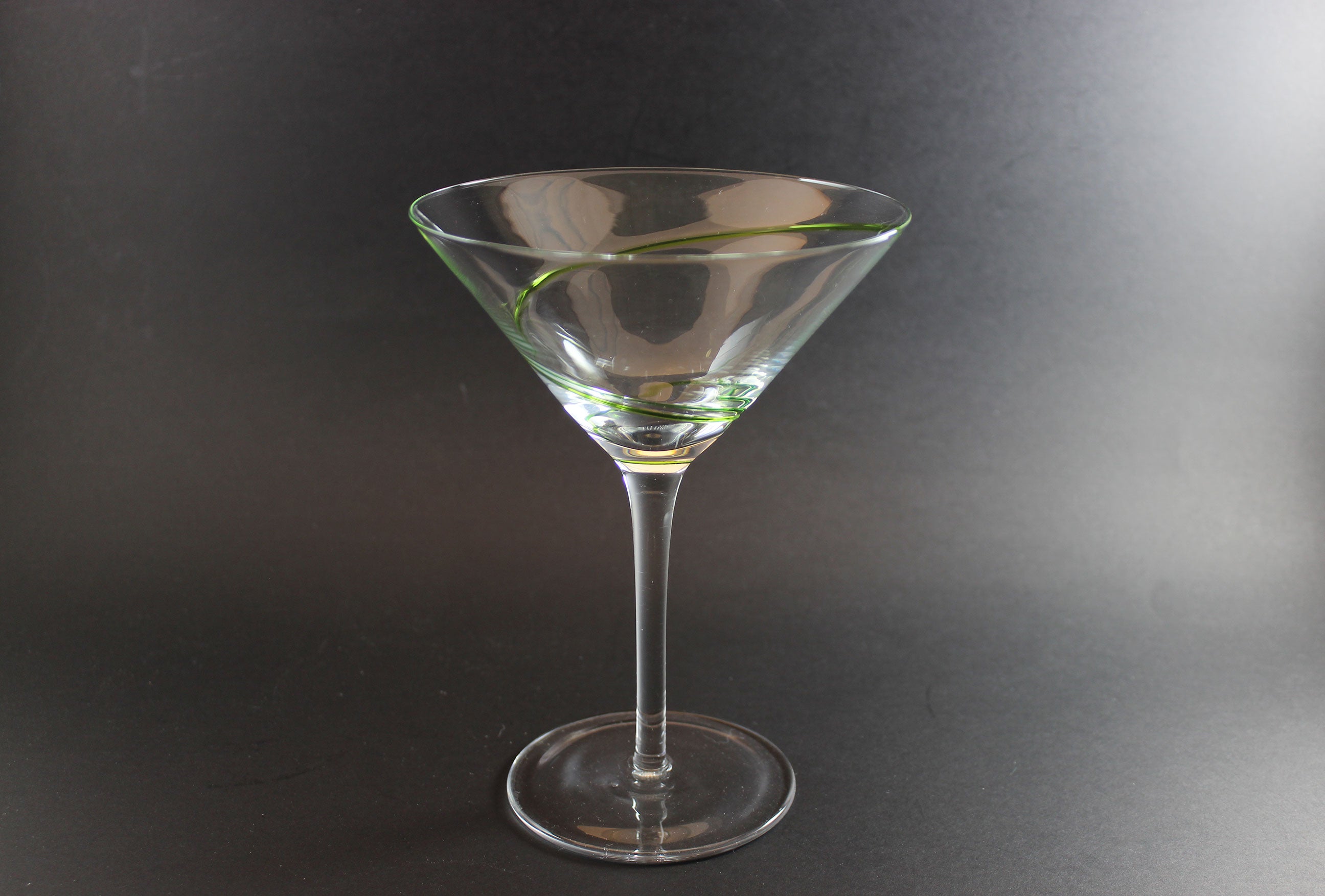 Green Swirl Martini or Cosmopolitan Glasses