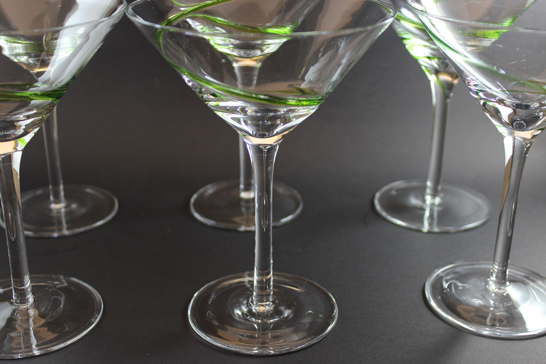 Green Swirl Martini or Cosmopolitan Glasses