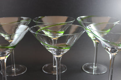 Green Swirl Martini or Cosmopolitan Glasses